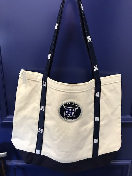 Canvas Zippered Tote with Portledge Appliqué